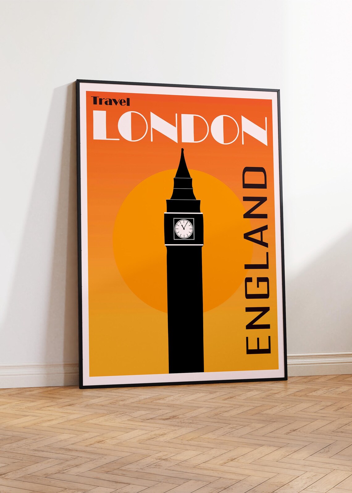 Travel London England Big Ben Orange Sunset Retro Capital Poster - Image 2
