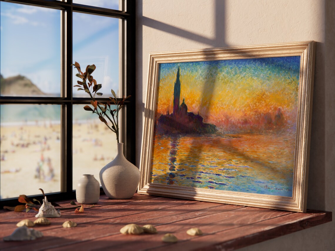 Claude Monet San Giorgio Maggiore At Dusk Venice Sunset Glow Art Poster - Image 3