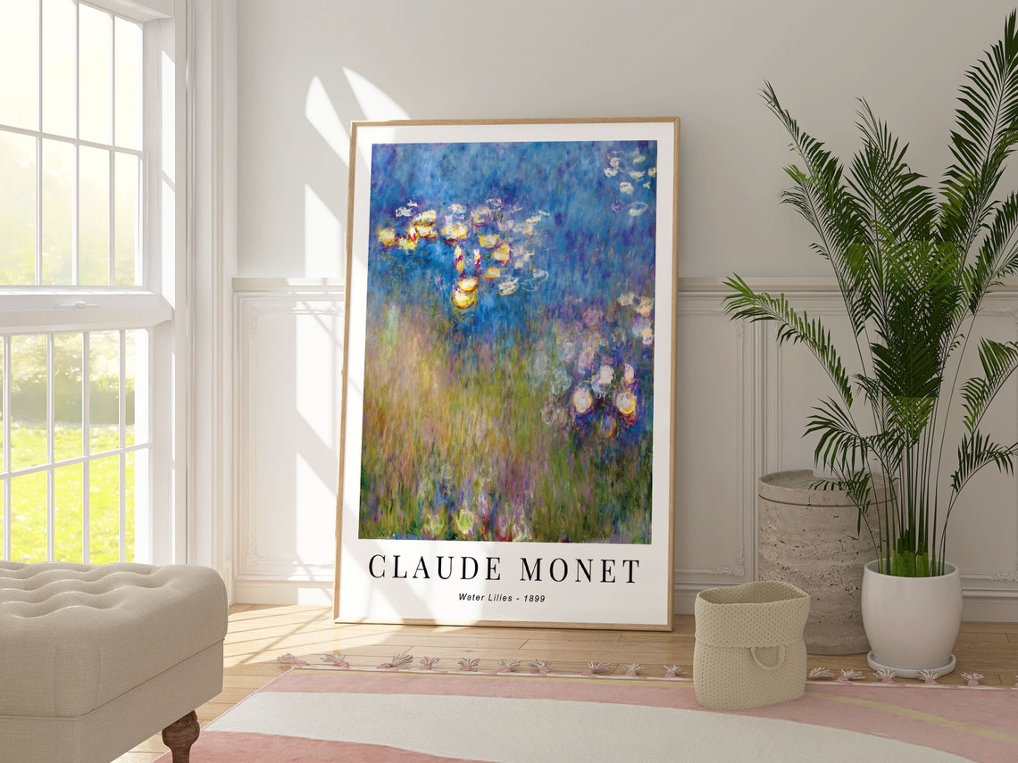 Claude Monet Water Lilies Print Abstract Modern Impressionism Decor Floral Blue Poster Gallery Artwork Housewarming Gift Nature Inspire - Image 4