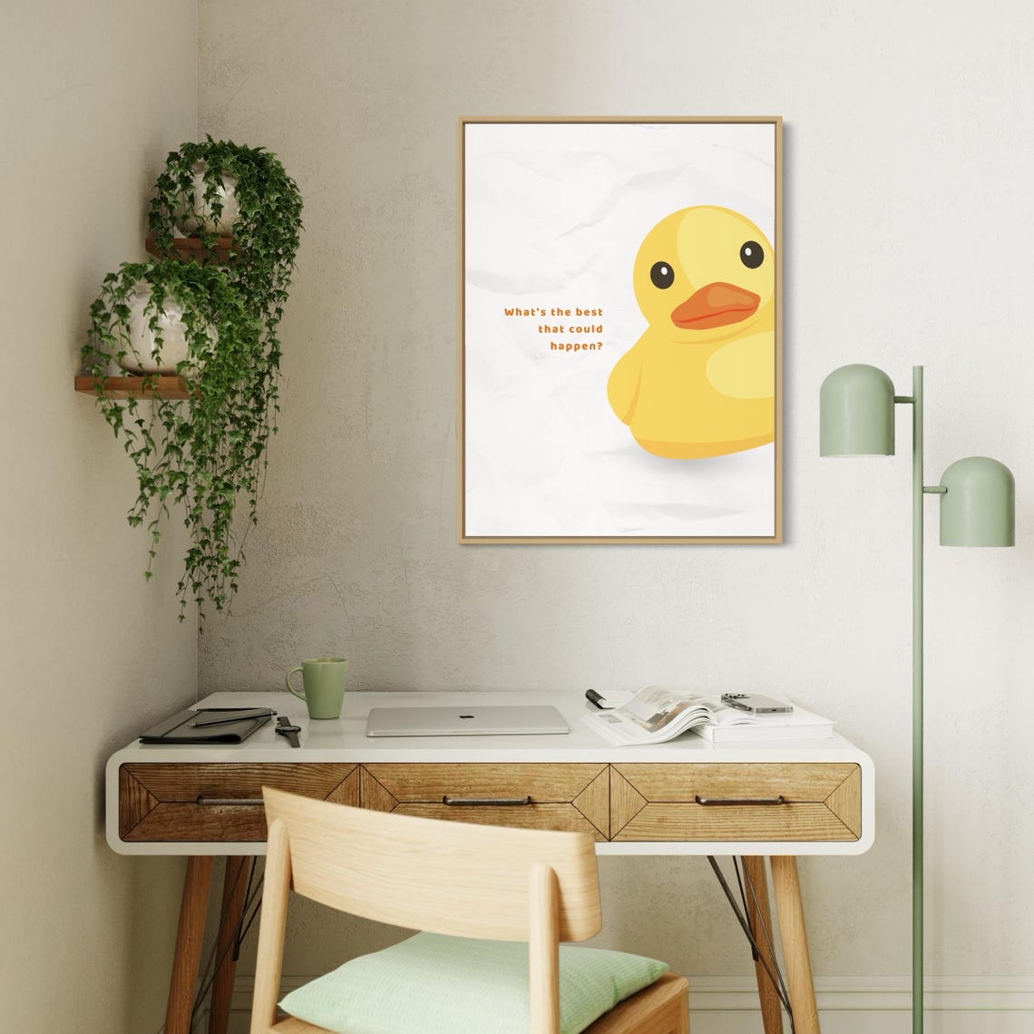 What Is the Best That Could Happen Big Yellow Duck Quote Poster - Image 3