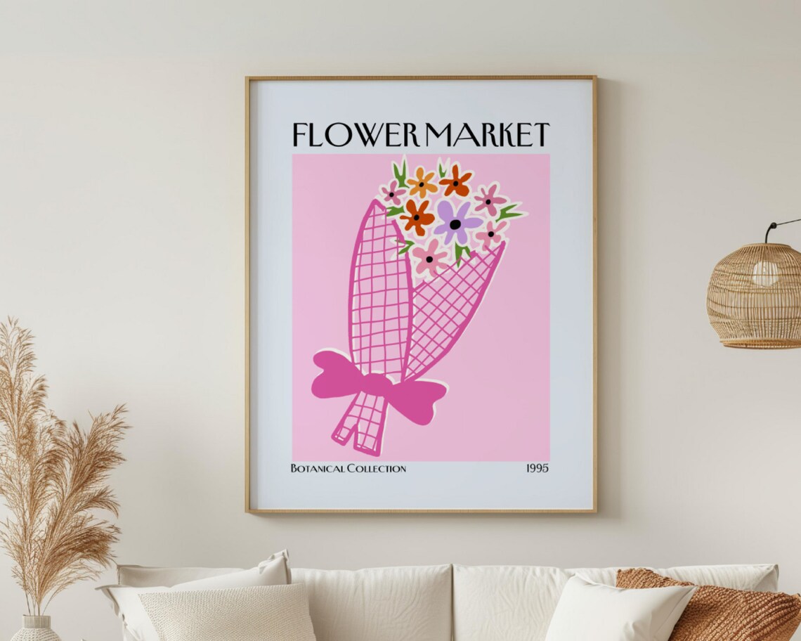 Flower Market Pink Wrapped Bouquet Botanical Collection Poster - Image 5