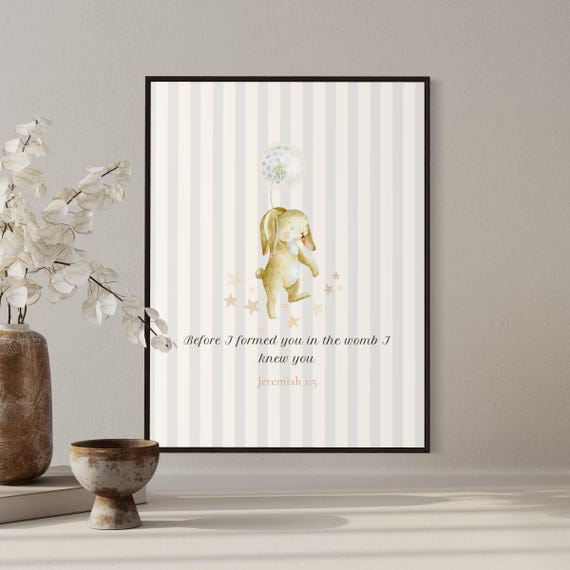Christian Nursery Wall Art Jeremiah 15 Before I Formed You In The Womb Print Pastel Scripture Quote Baby Boy Room Bible Verse