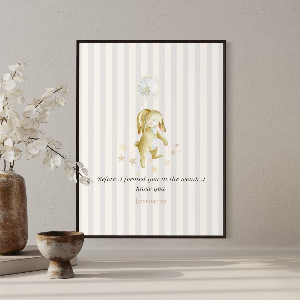 Before I Formed You Jeremiah 1:5 Watercolor Bunny Nursery Poster