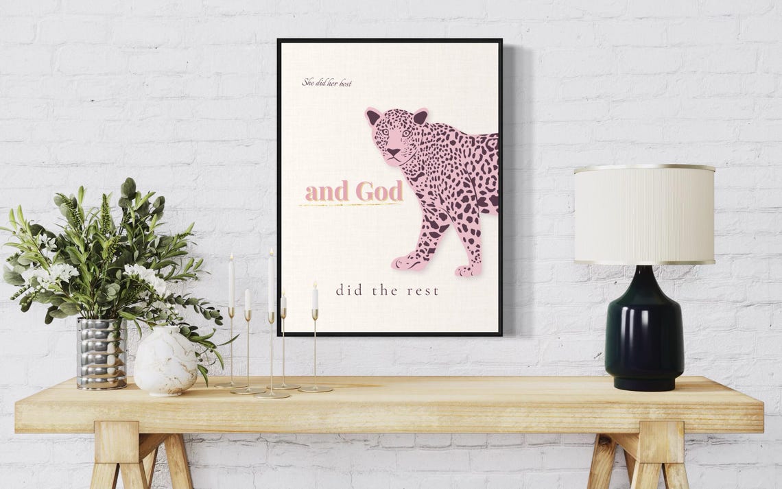 She Did Her Best and God Did the Rest Pink Leopard Faith Poster - Image 6