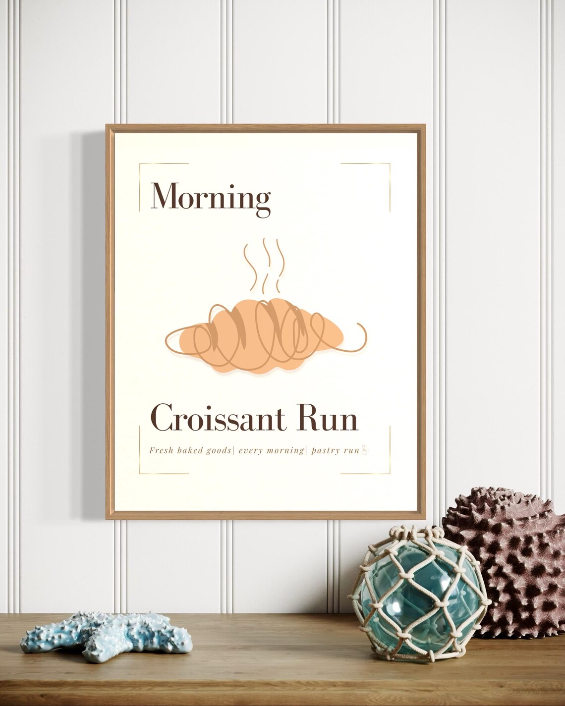 Morning Croissant Run Steaming Croissant Minimalist Kitchen Poster - Image 5