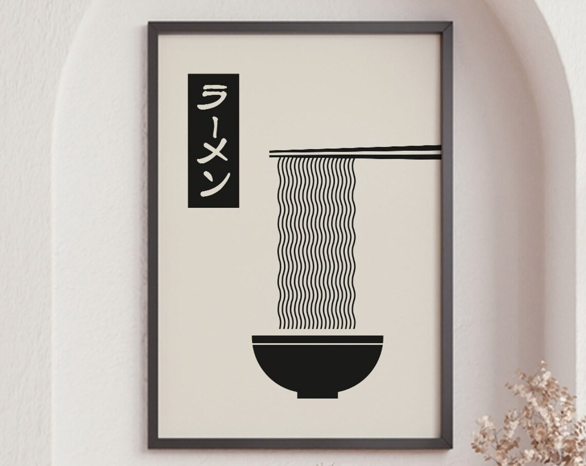 Ramen Noodle Print, Japanese Kitchen Art Poster