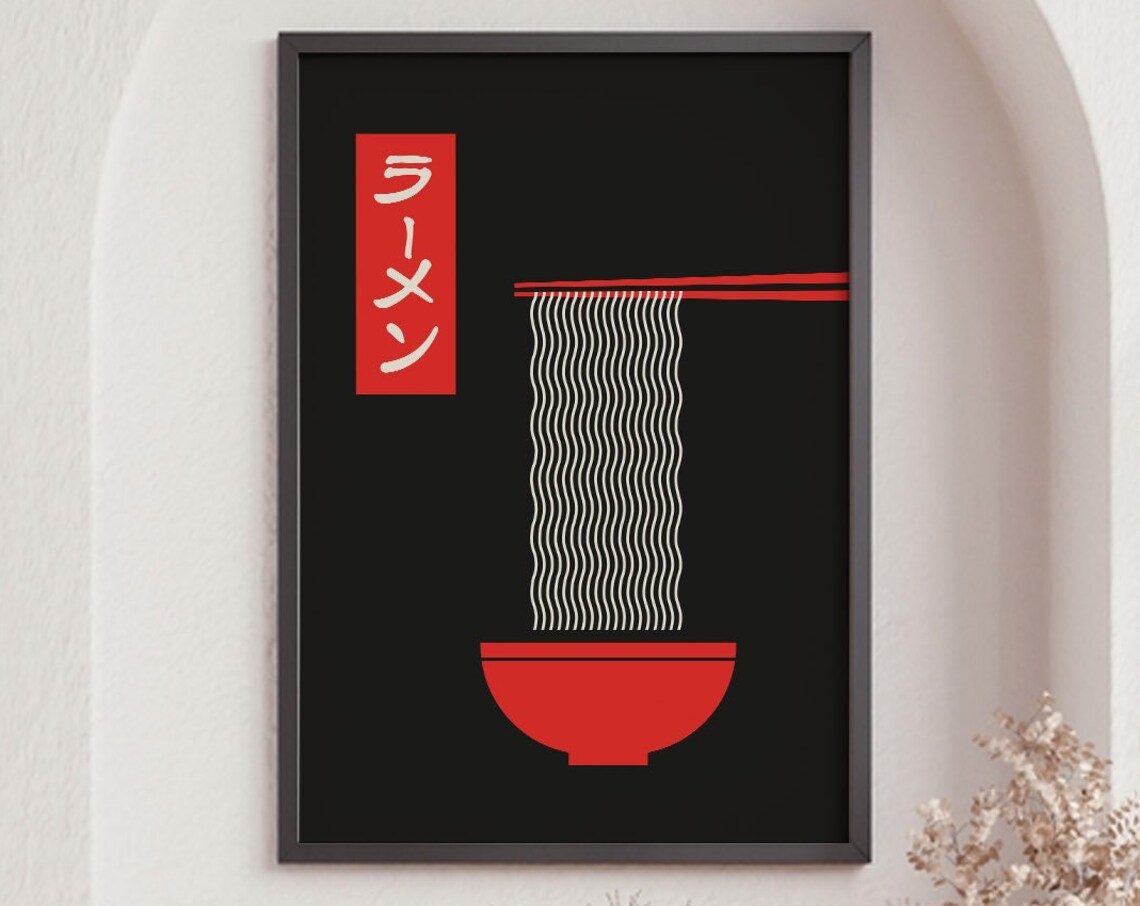 Ramen Noodle Travel Poster, Noodle Soup Artwork