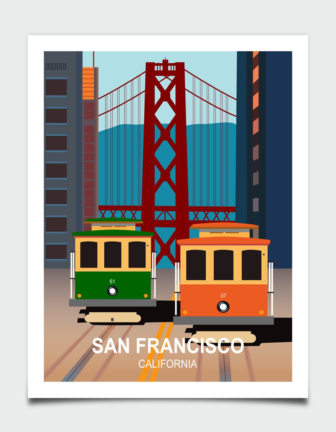 San Francisco Golden Gate Bridge Travel Poster, City View - Image 2