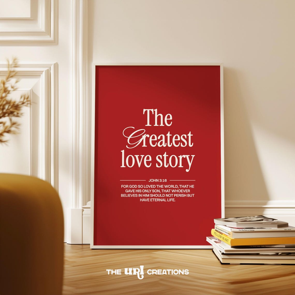 The Greatest Love Story John 316 Bold Red Scripture Art Poster