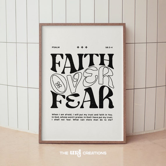 Faith Over Fear Christian Minimalist Scripture Art Print