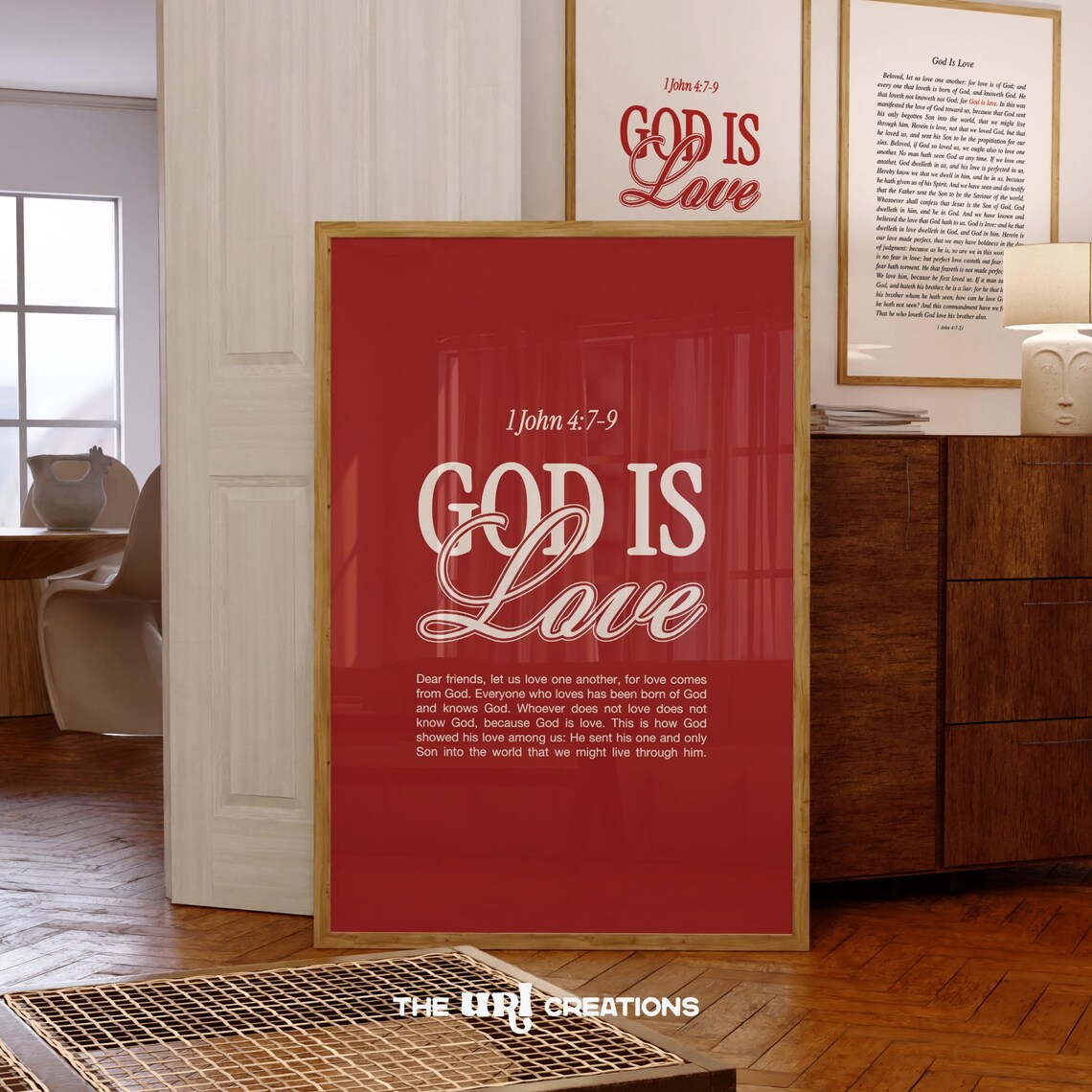 God Is Love Prints Minimalist Christian Wall Art Red Bible Verse Scripture Poster Print Home Decor