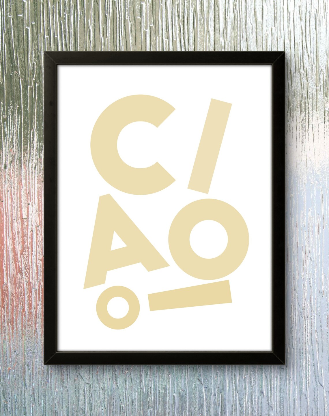 Ciao Beige Neutral White Letters Soft Minimal Office Art Poster - Image 2