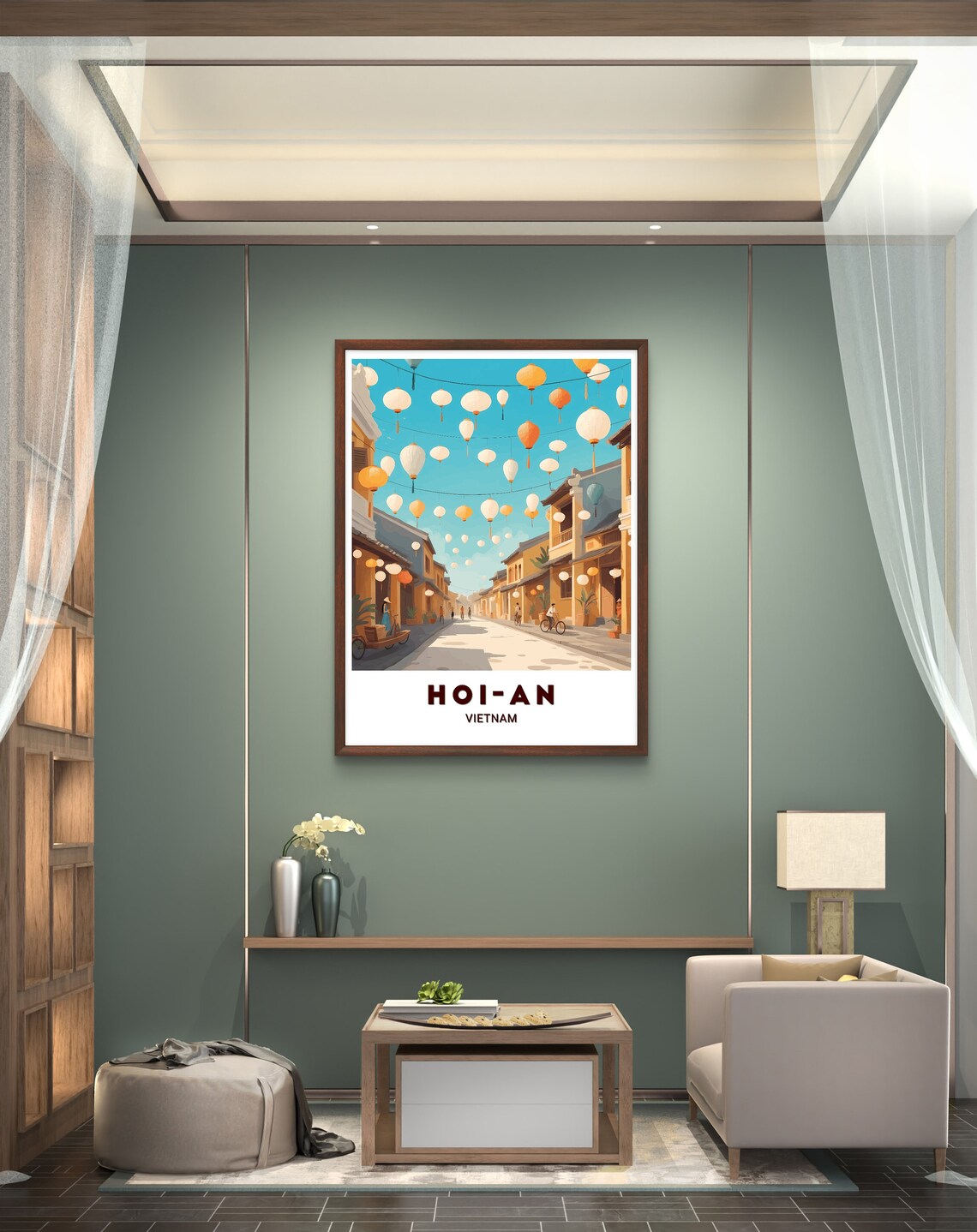 Hoi An Vietnam Lantern Street Old Town Daytime Travel Poster - Image 2