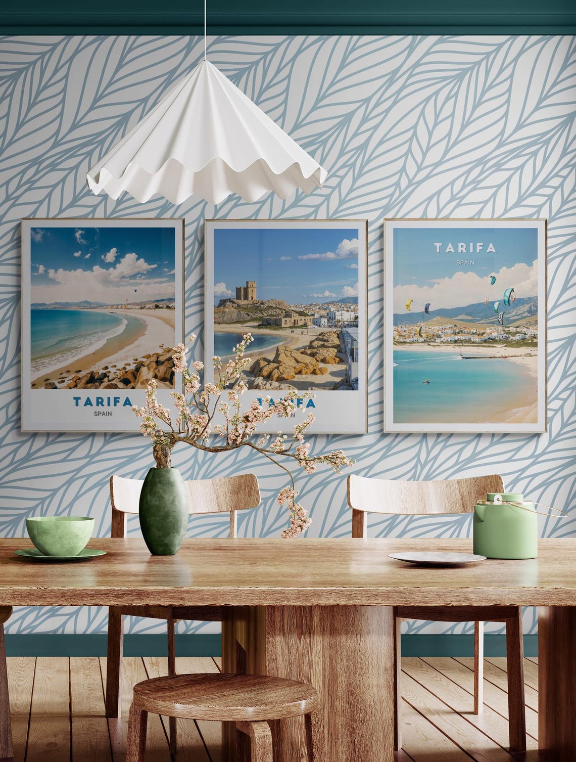 Tarifa Spain Kitesurfing Kites Whitewashed Old Town Bay Poster - Image 2