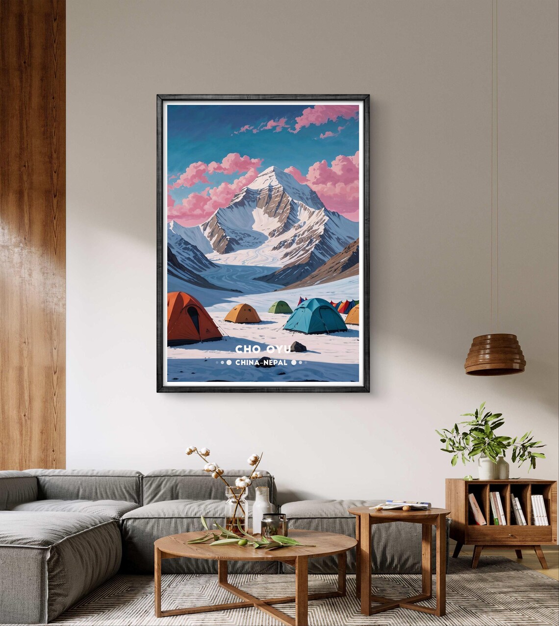 Cho Oyu Himalayan Peak Colorful Base Camp Tents At Sunrise Poster - Image 4