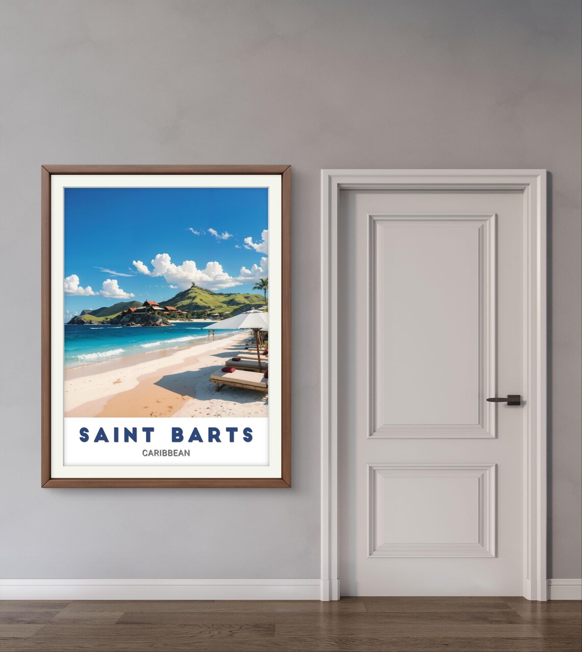Saint Barts Caribbean Beach Yacht Turquoise Water Travel Poster - Image 2