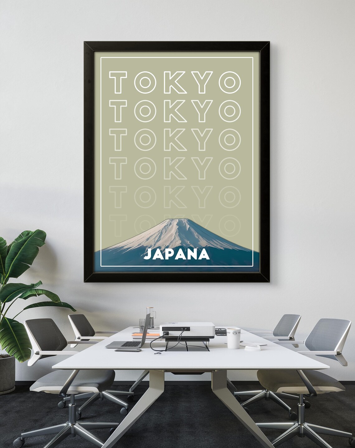 Tokyo Japan Snowy Mount Fuji Peak Minimalist Typography Art Poster - Image 2