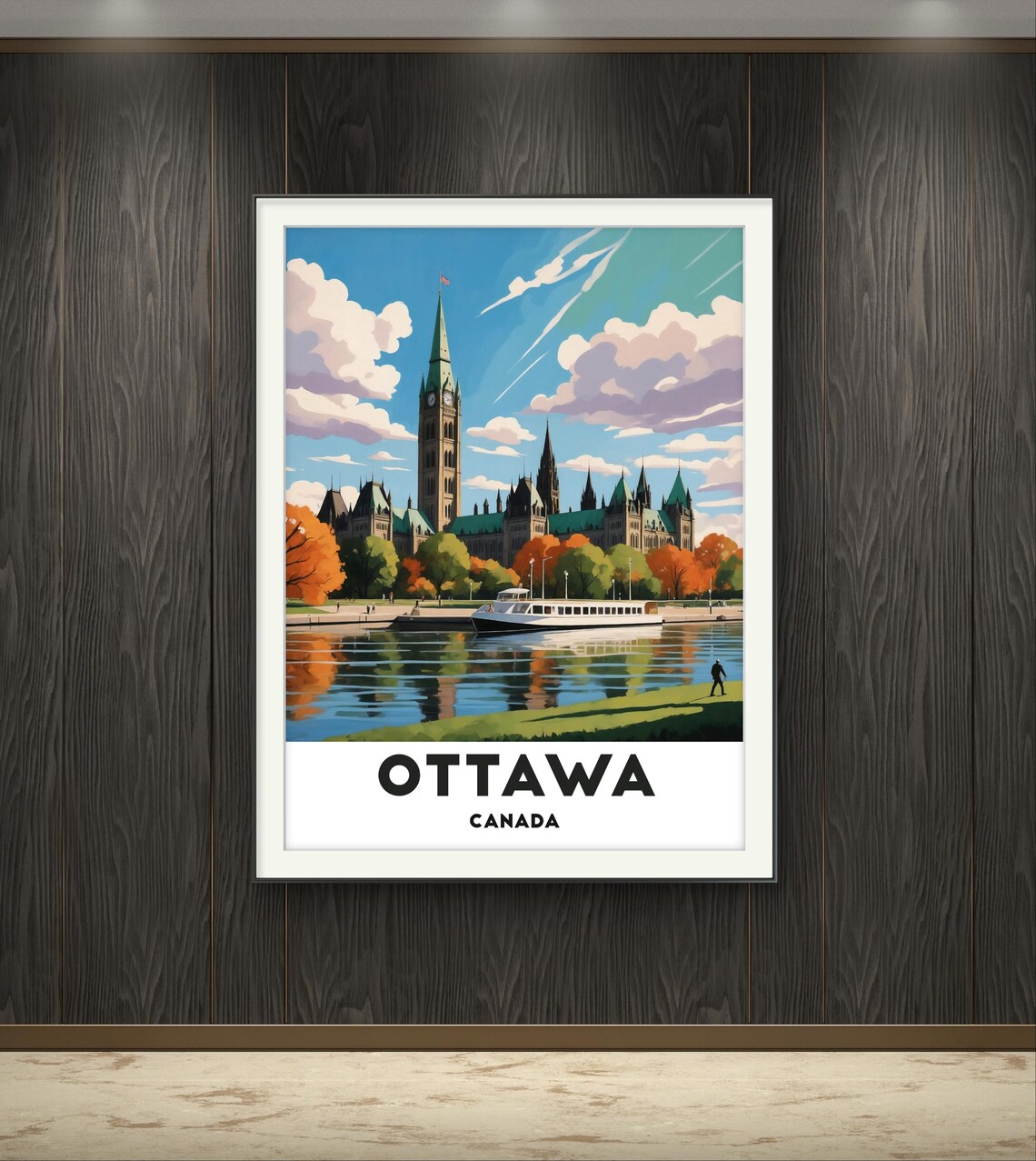 Ottawa Canada Parliament Hill Canal Autumn Colors Travel Poster - Image 2