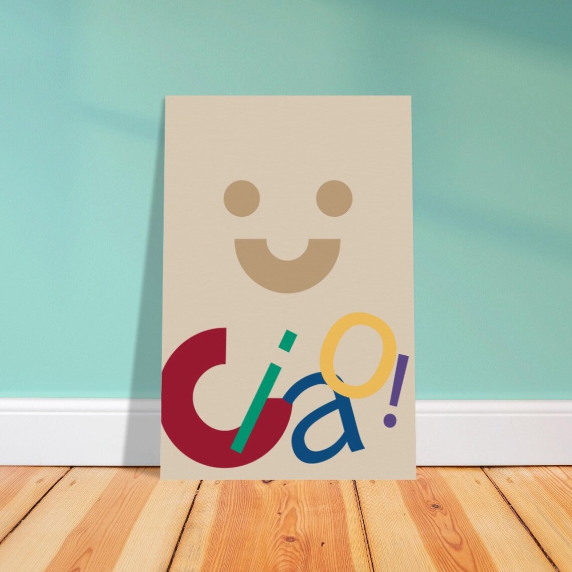 Ciao Happy Smiley Face Colorful Playful Typography Wall Poster - Image 2