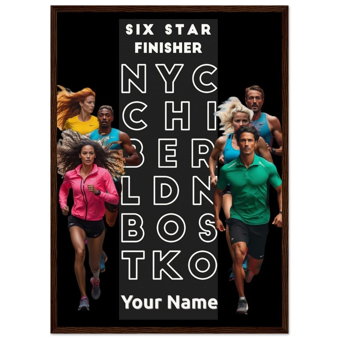 Six Star Marathon Finisher Customizable Marathon Majors Poster - Image 2