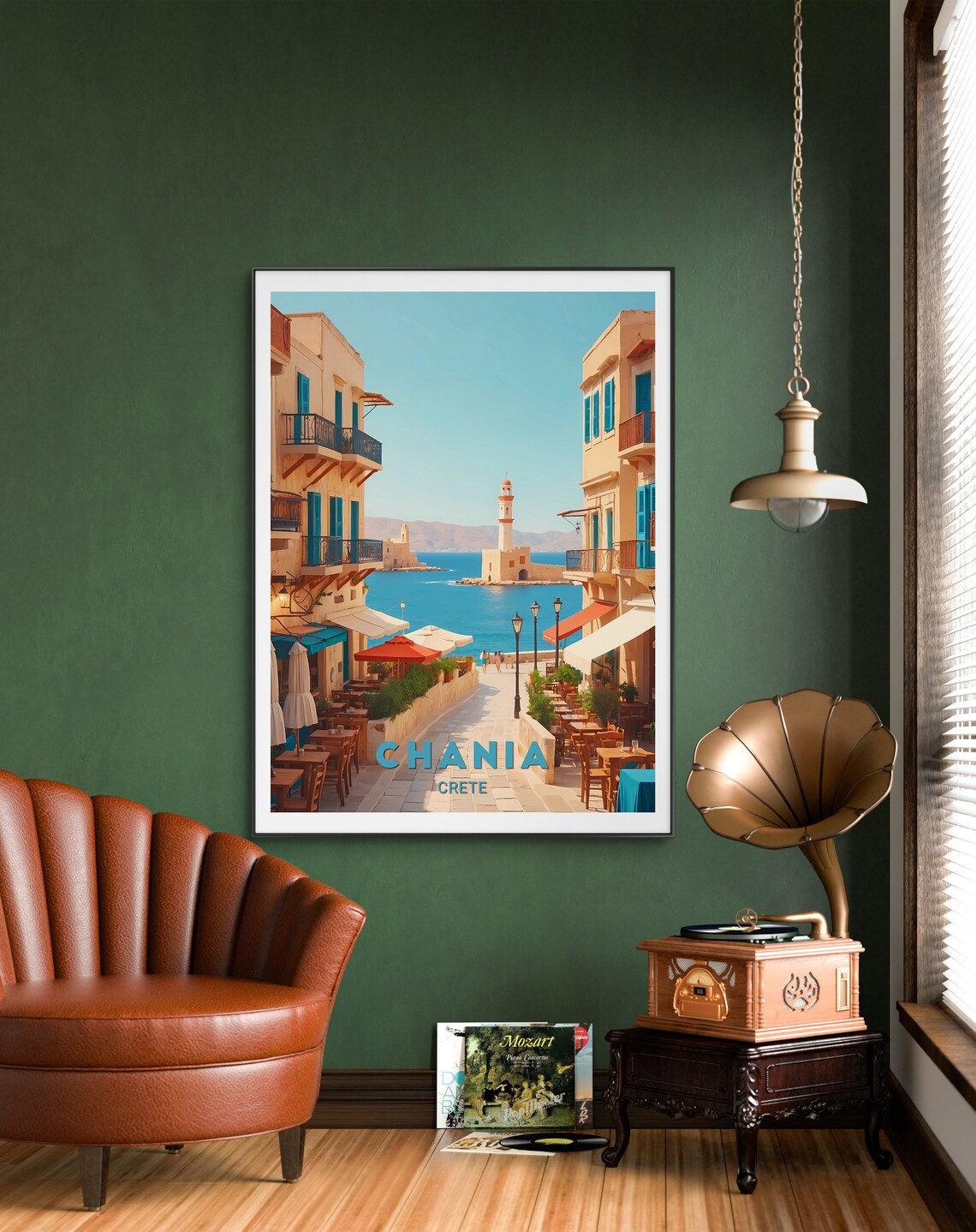 Chania Crete Harbor Lighthouse Street Scene Travel Old Town Poster - Image 2