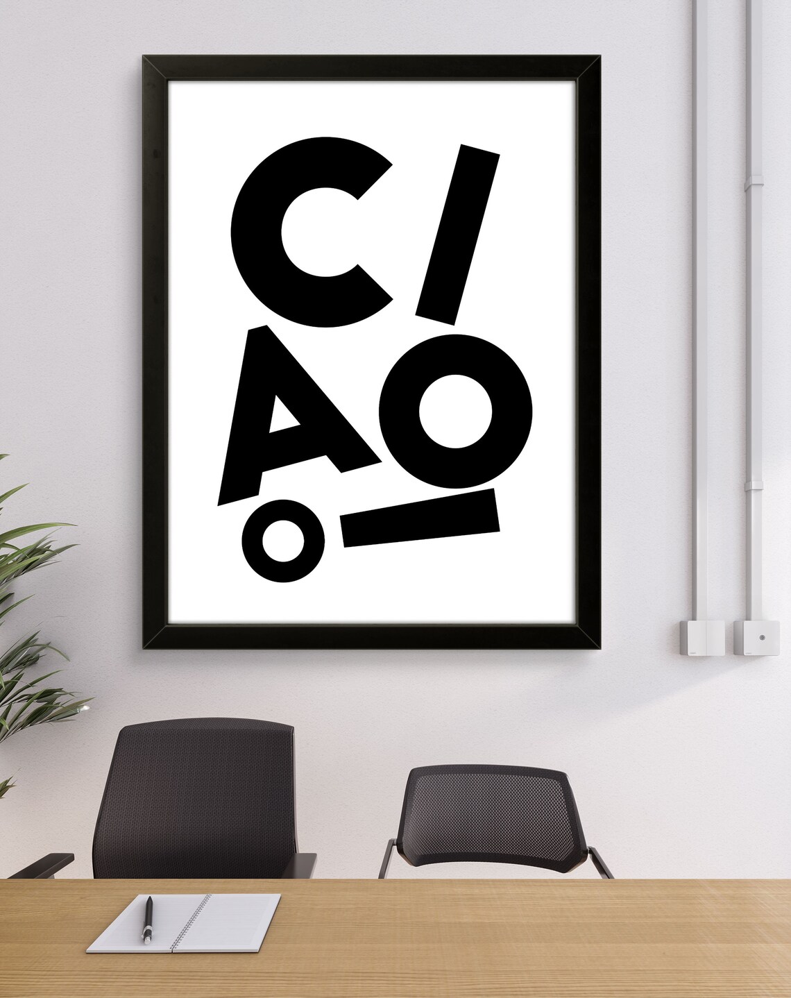 Ciao Typography Black and White Minimalist Italian Home Decor Poster - Image 2