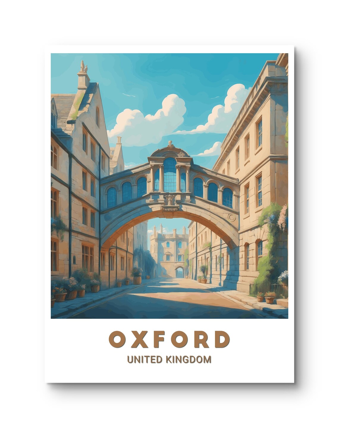 Oxford United Kingdom Bridge of Sighs Historic Street Art Poster - Image 3