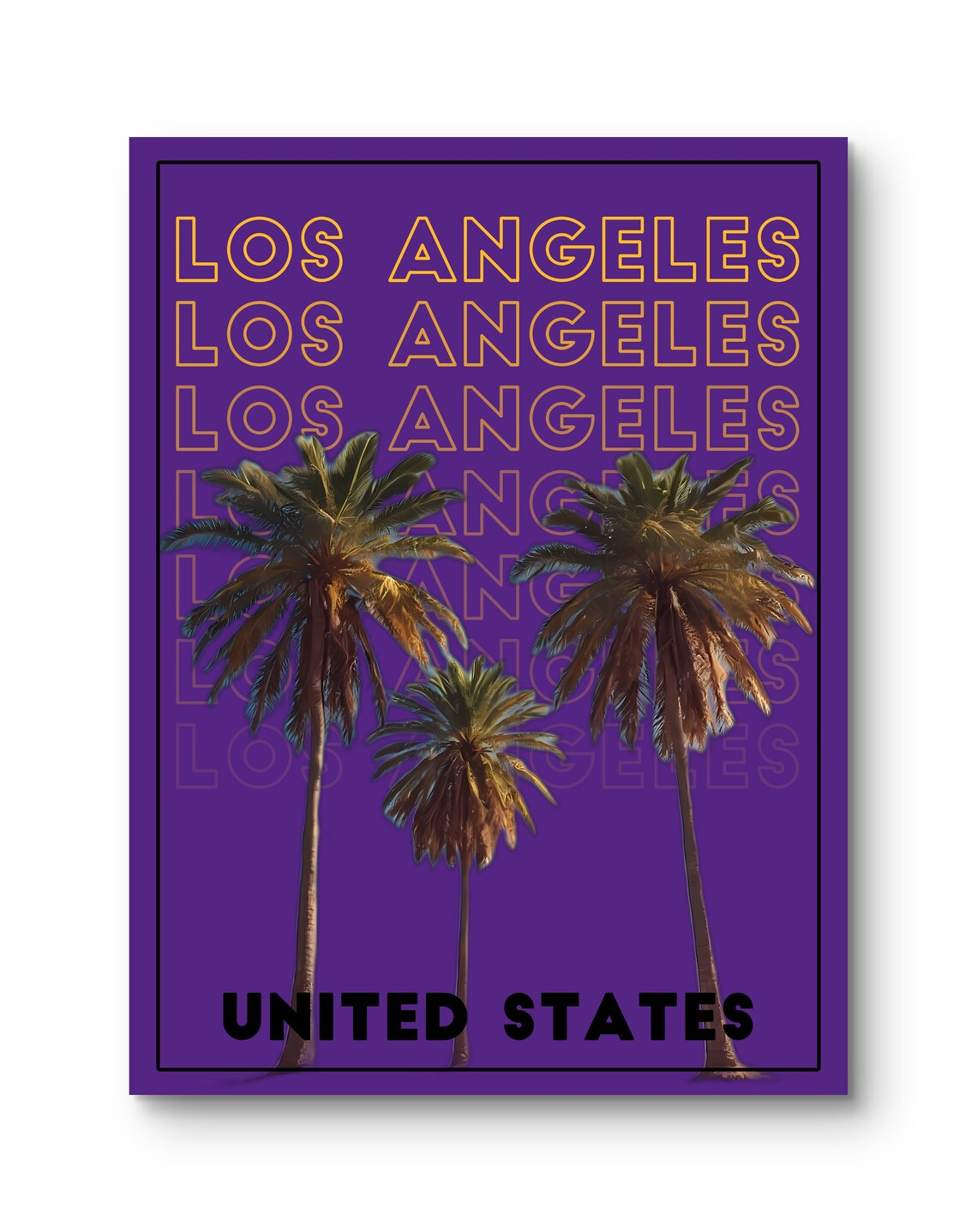 Los Angeles California Palm Trees Purple Retro Travel Poster