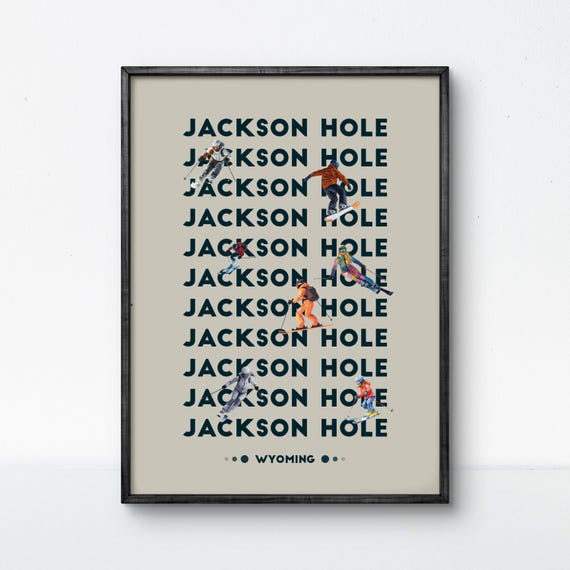 Jackson Hole Ski Poster Modern Wyoming Wall Art Minimalist Winter Sports Decor