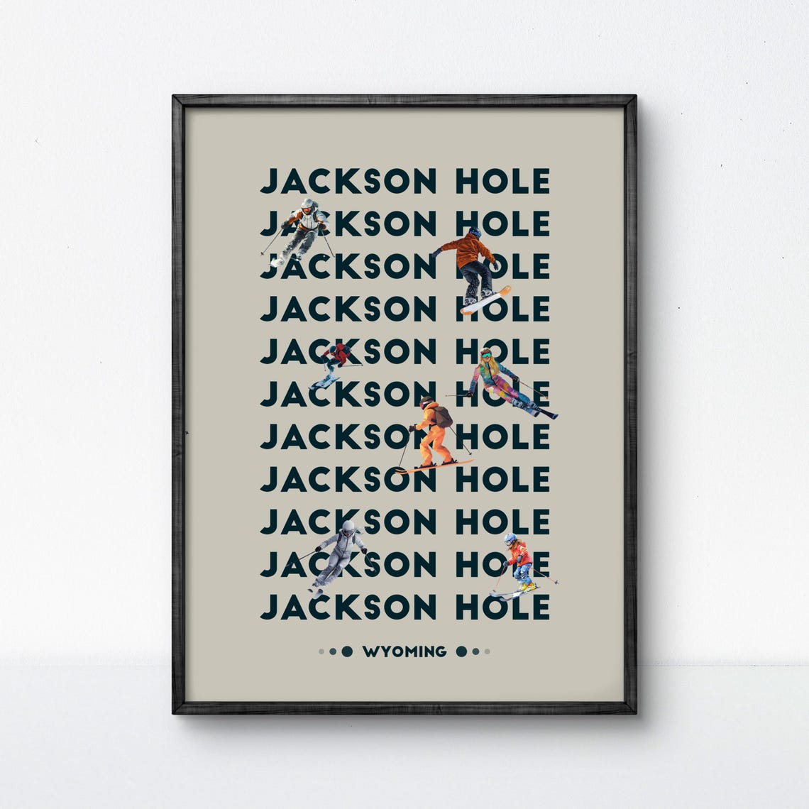 Jackson Hole Ski Poster Modern Wyoming Wall Art Minimalist Winter Sports Decor