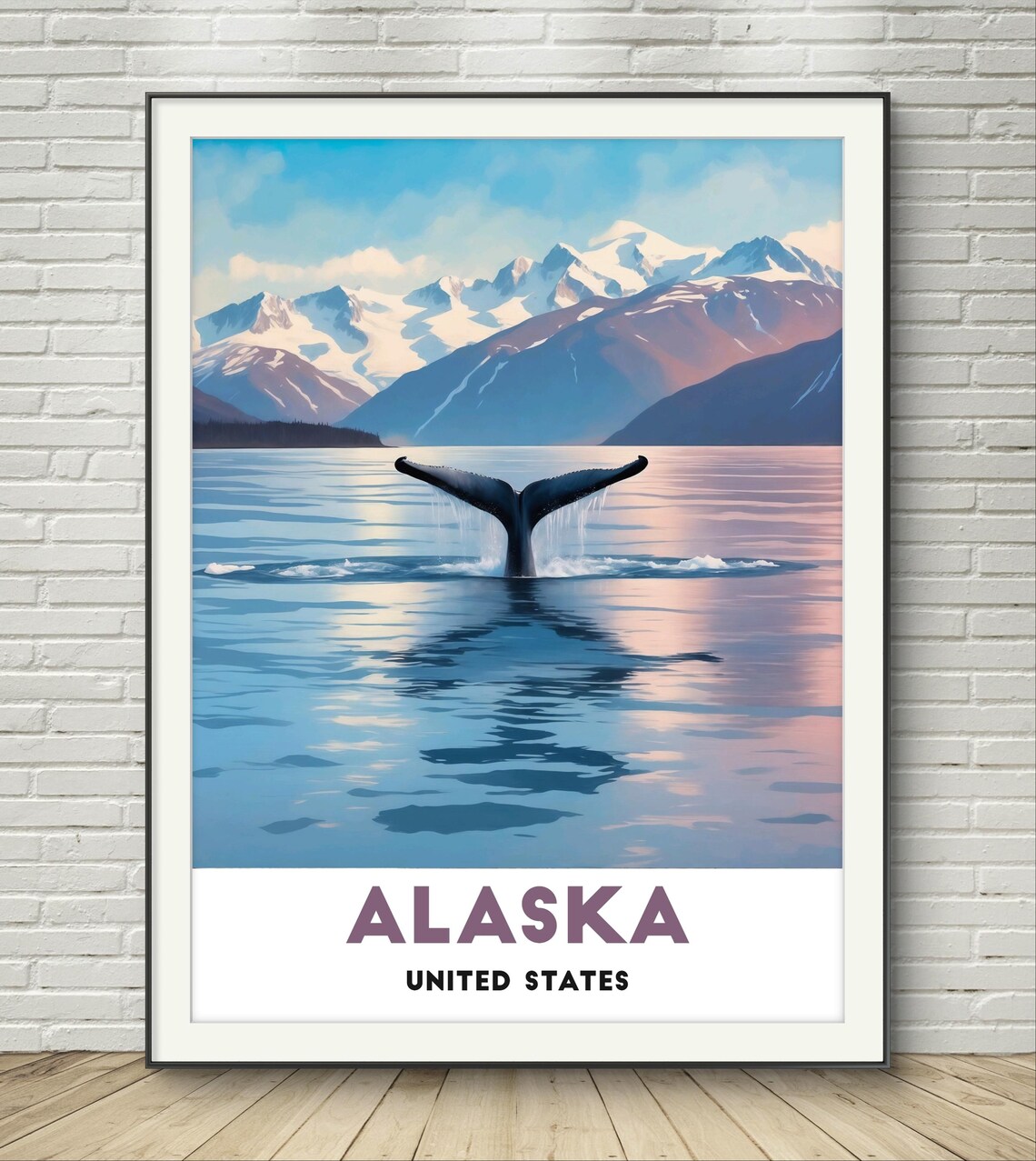 Alaska Whale Tail Majestic Breach Mountain Lake Wildlife Art Poster - Image 2