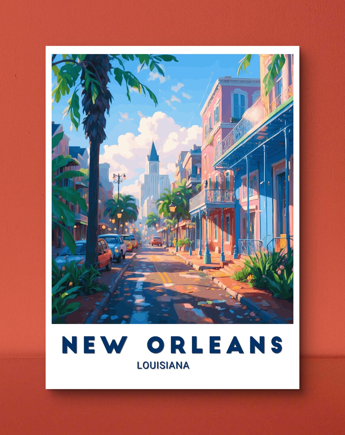New Orleans Louisiana French Quarter Balcony Street Scene Poster
