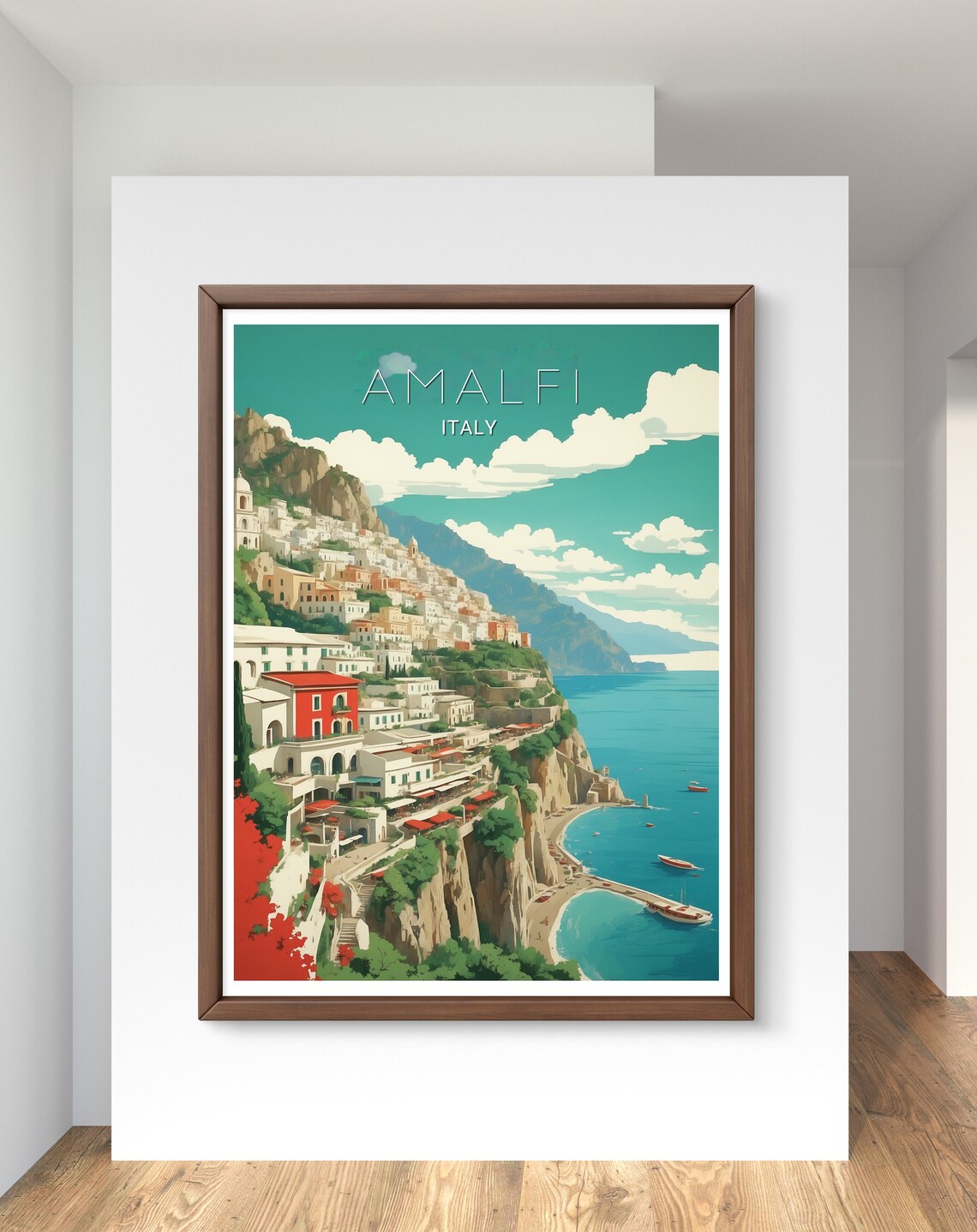 Amalfi Poster Stunning Coastal View Of Amalfi Italy Perfect Wall Art For Home Office And Gifts Amalfi Wall Art