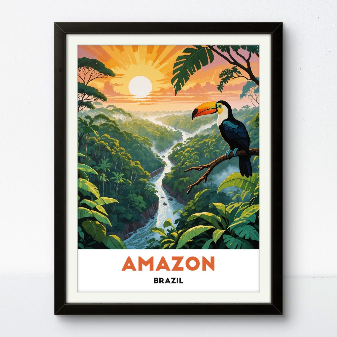 Amazon Rainforest Poster Vibrant Toucan And Sunset Jungle Wall Art Amazon Poster - Image 3
