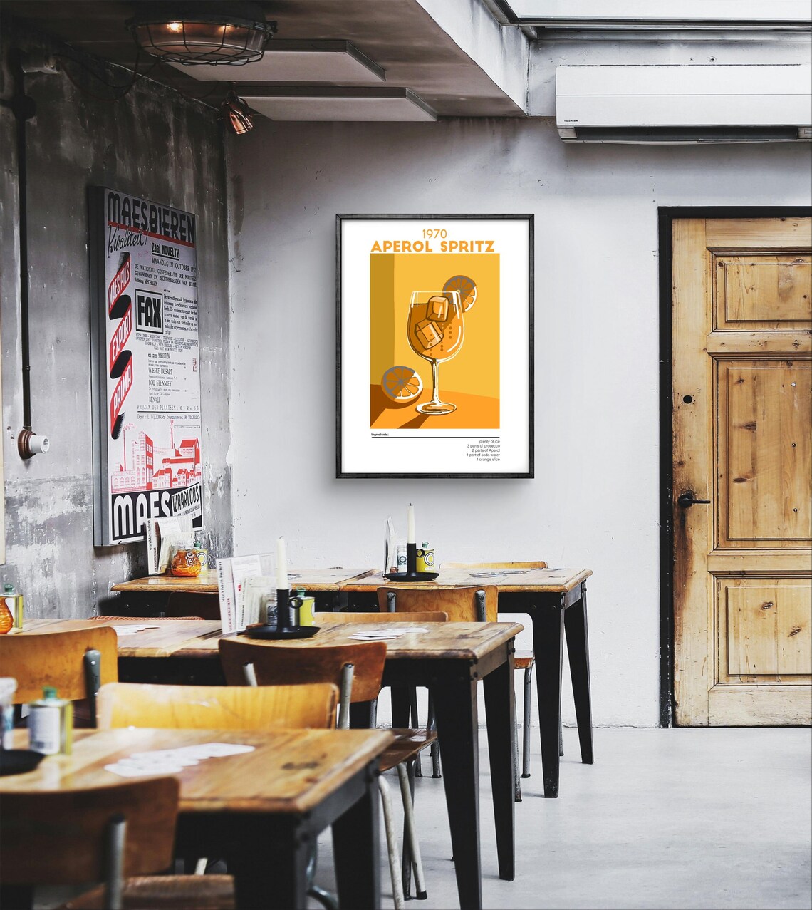 Vintage 1970 Aperol Spritz Cocktail Recipe Home Bar Art Poster - Image 3