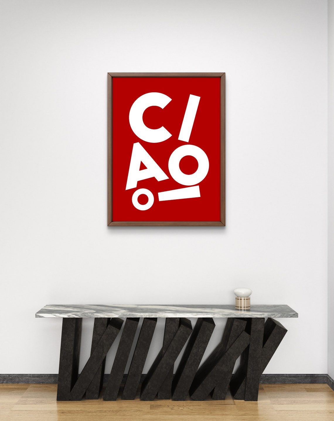 Ciao Red White Offset Letters Bold Modern Statement Art Poster - Image 3