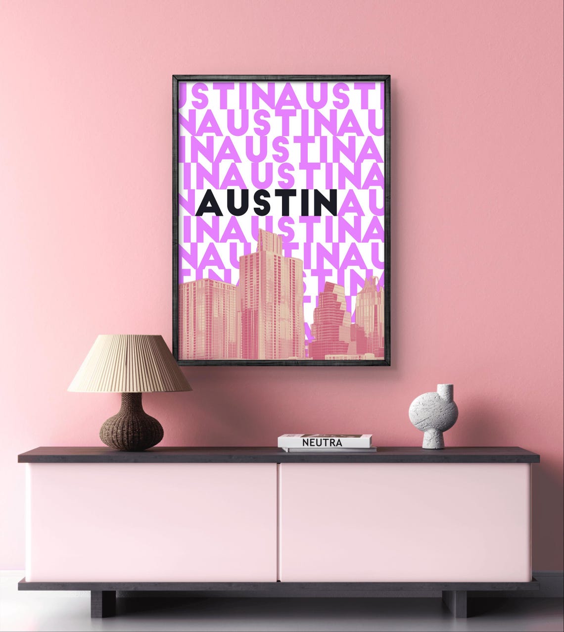 Austin Skyline Poster Vibrant Pink Art Print For Modern Spaces Texas Enthusiasts Bold Design Home Decor - Image 4