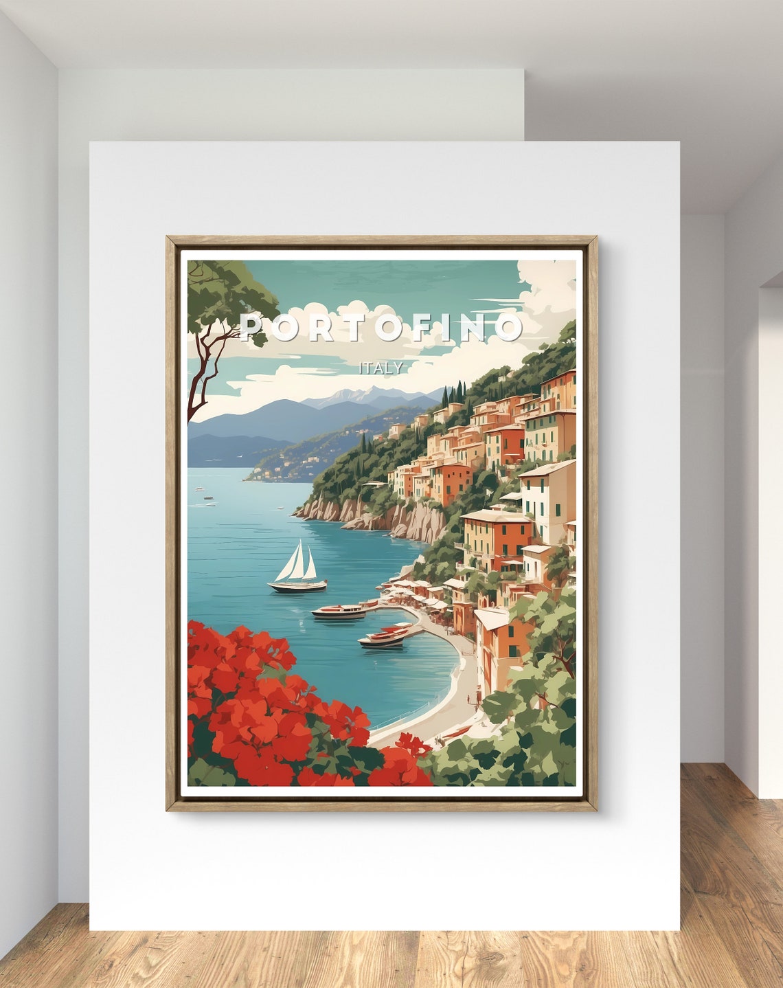 Portofino Poster Beautiful Coastal Art Print Of Italian Riviera Perfect For Home Decor Gift For Travel Lovers And Art Enthusiasts