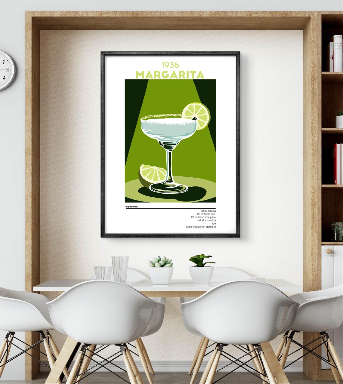 Vintage 1936 Margarita Cocktail Recipe Home Bar Decor Art Poster - Image 4