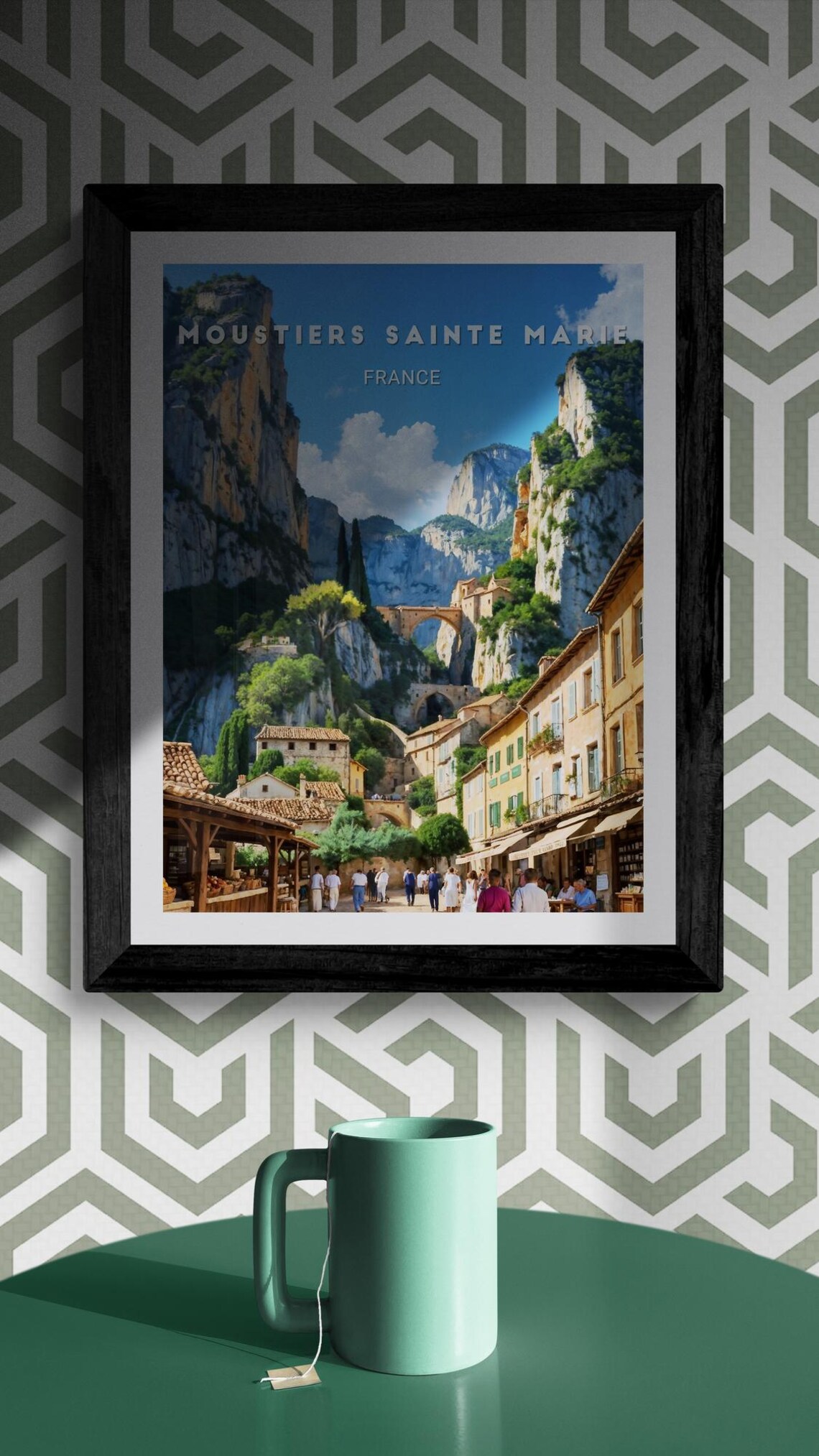 Moustieres-Sainte-Marie Cliffside Village France Travel Poster - Image 3