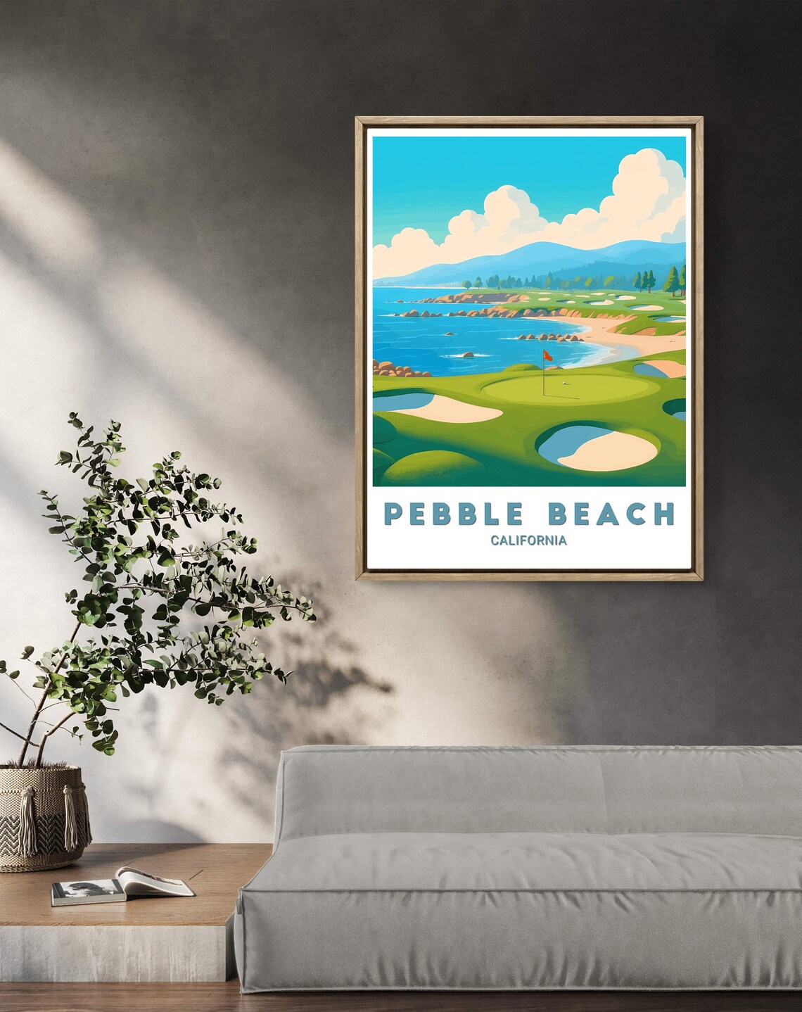 Pebble Beach California Coastal Golf Vintage Style Travel Poster - Image 3
