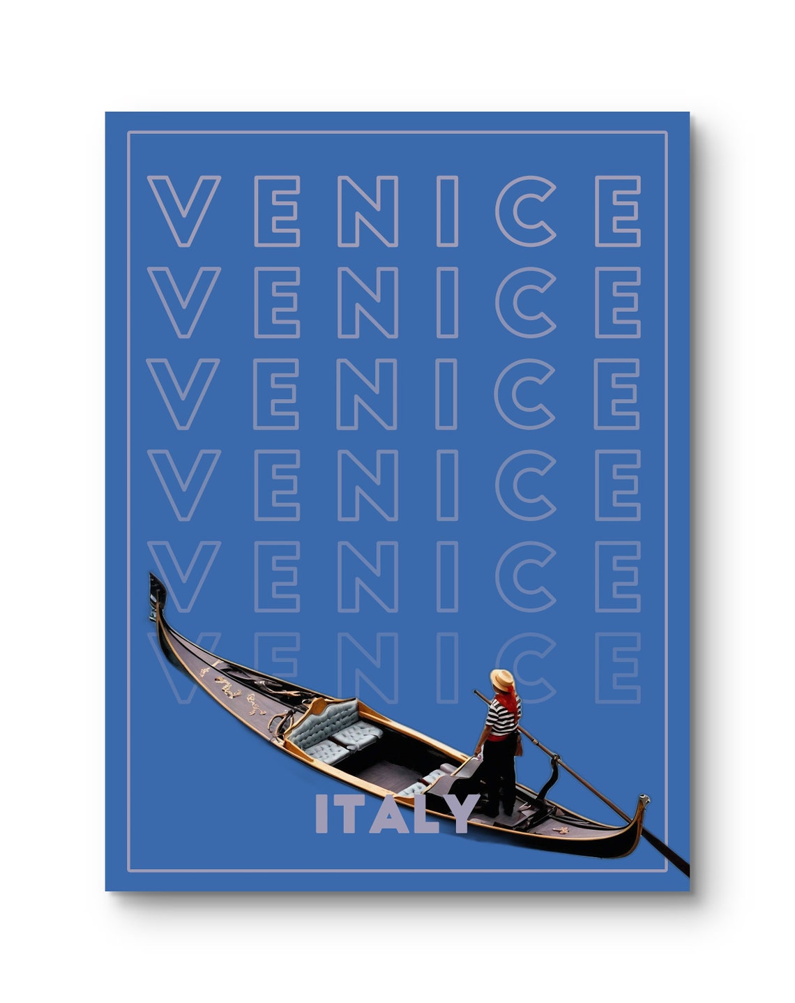 Venice Italy Gondola Repeated Typography Modern Travel Poster