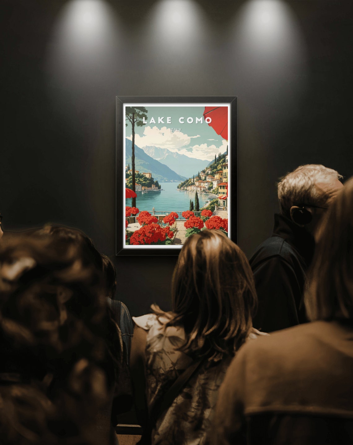 Lake Como Italy Lakeside Terrace Mountain Village View Poster - Image 3