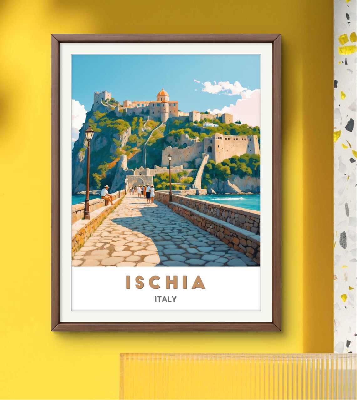 Ischia Italy Historic Castle Causeway Seaside Landmark Poster - Image 2