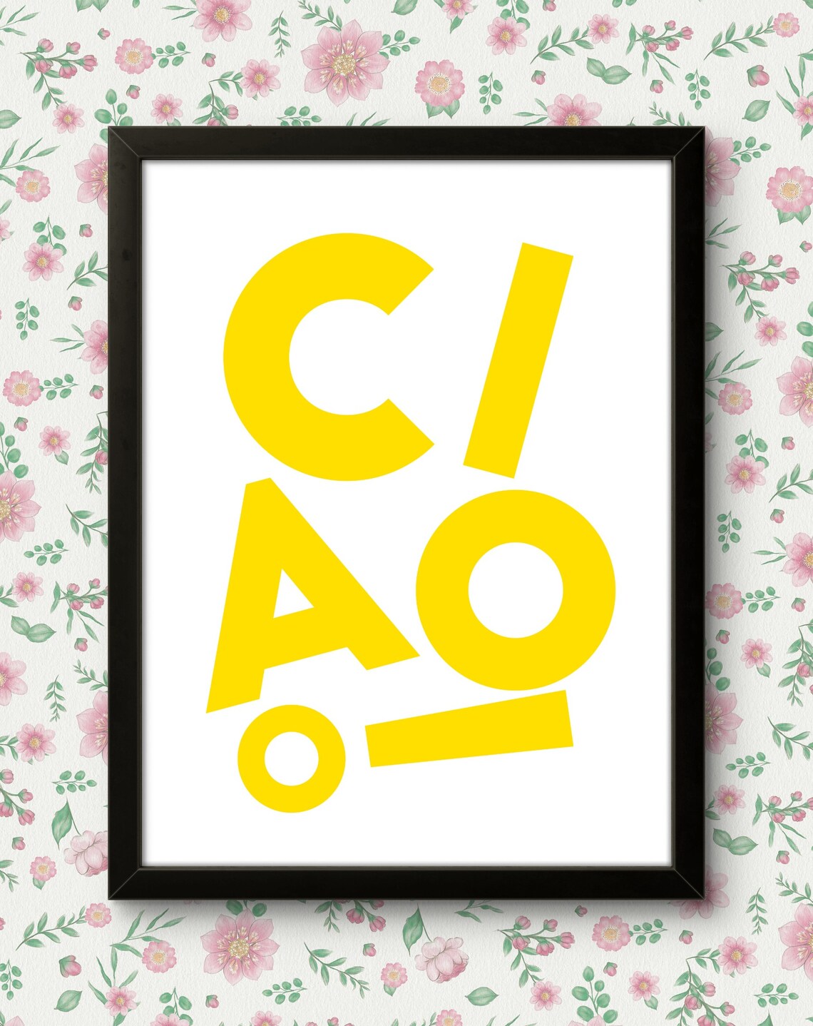 Ciao Cheerful Yellow Lettering On White Typographic Greeting Poster