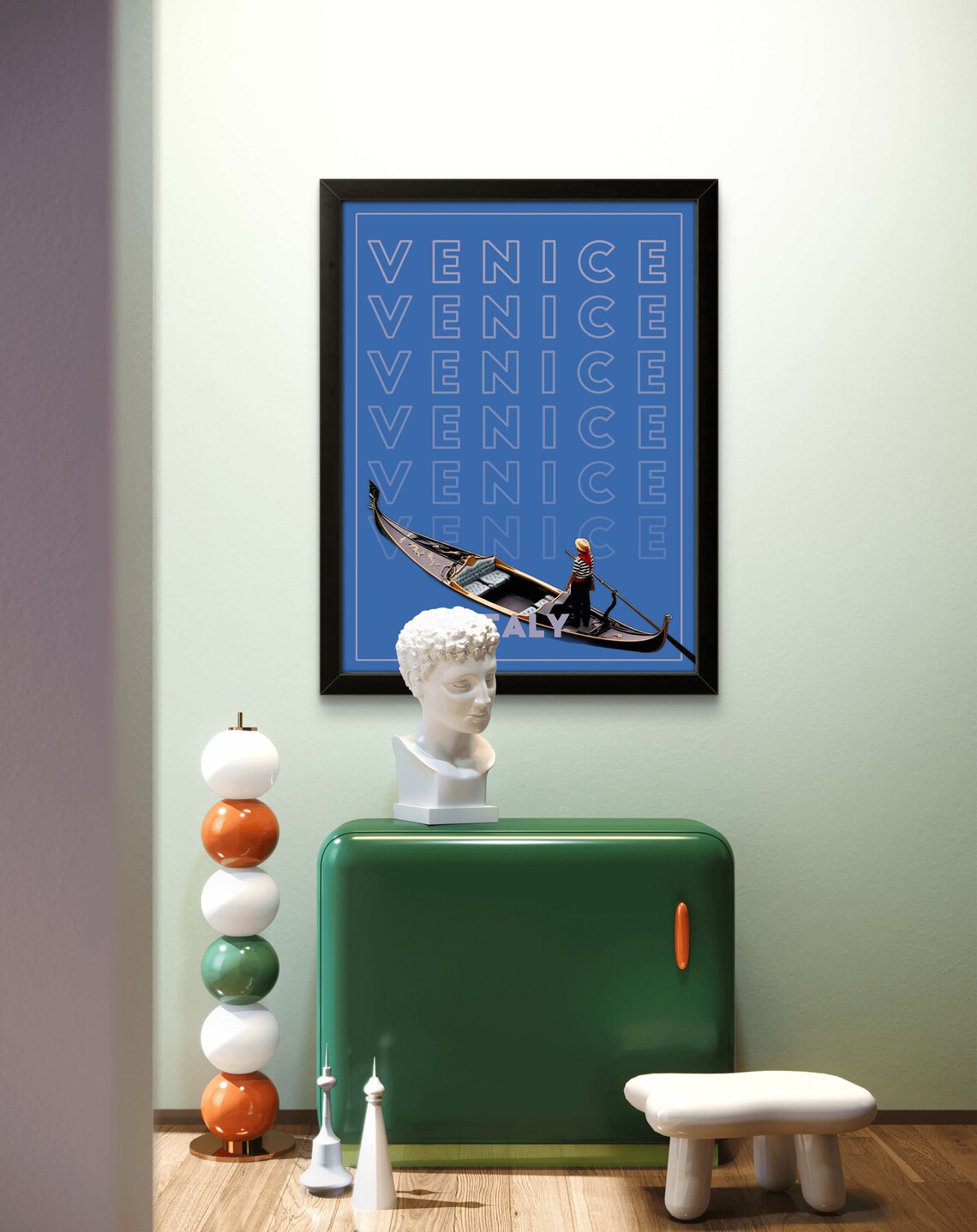 Venice Italy Gondola Repeated Typography Modern Travel Poster - Image 2