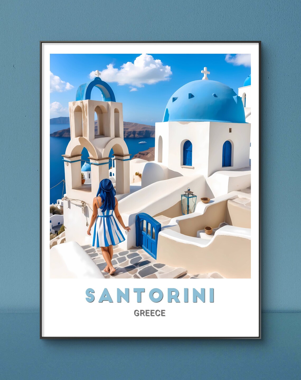 Santorini Poster Stunning View Of Blue Domes And Aegean Sea Perfect Wall Art For Travel Lovers Premium Quality Print Of Santorini Greece - Image 2