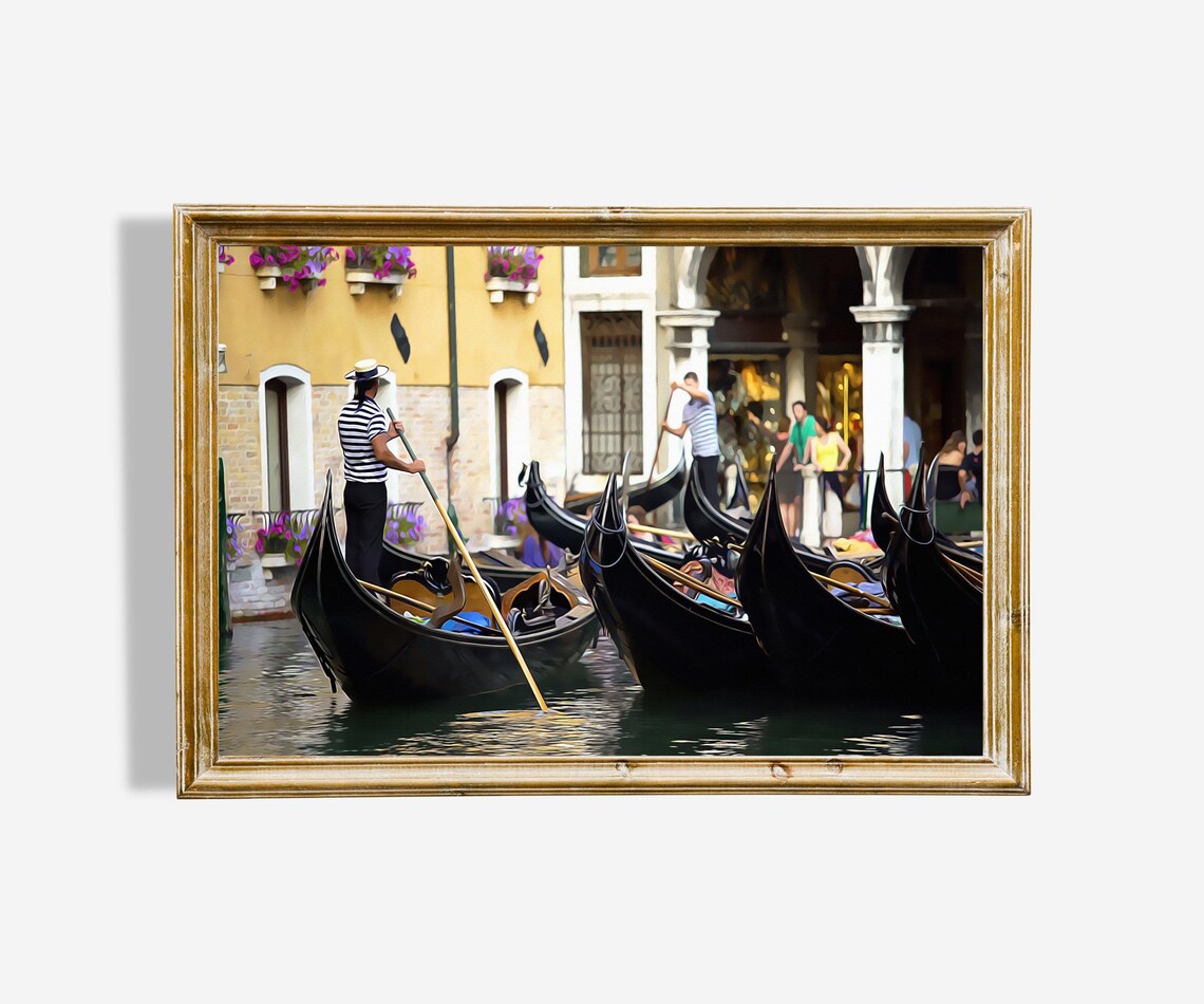 Venice Gondoliers Museum Quality Oil Painting Art Print