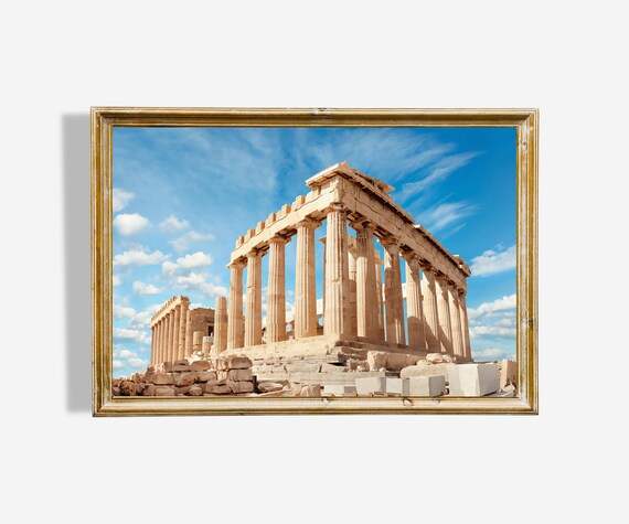 Parthenon Athens Greece Acropolis Ancient Temple Oil Painting Poster
