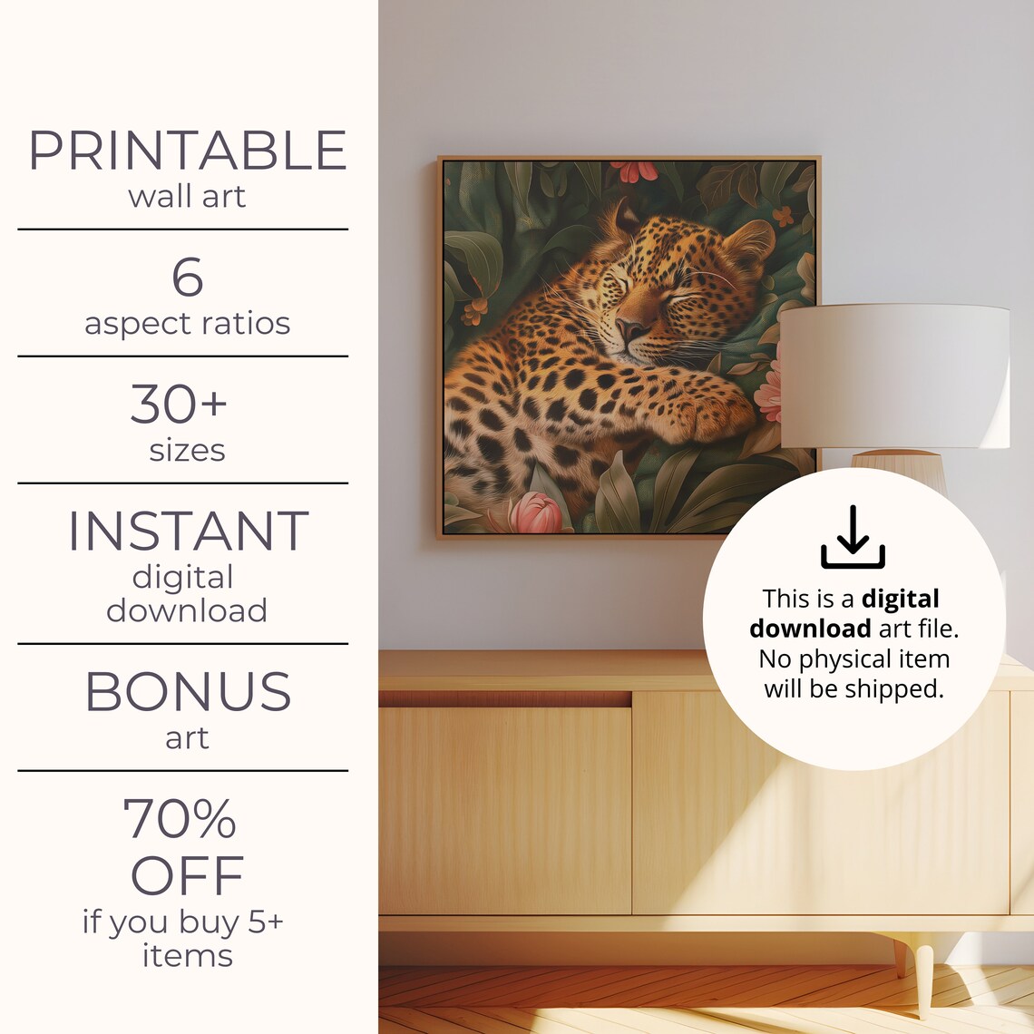 Sleeping Leopard Maximalist Oil Painting Poster - Image 4